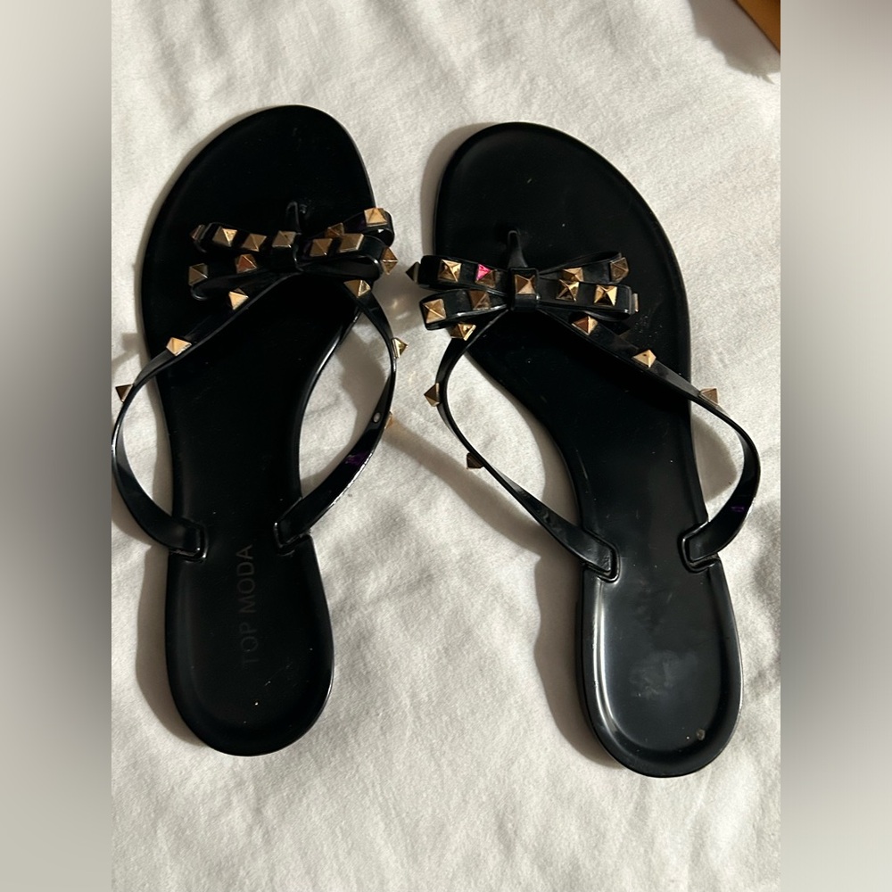 Women's Black Flipflop, Top moda flip flops size 10